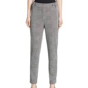 Calvin Klein Women Sz 6 Black/White Plaid Flat Front Tapered Leg Dress Pants